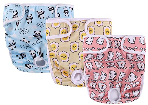Adiwo Wiederverwendbare Hundewindeln, 3 Stück für Hündinnen, Saugfähigkeit, Einstellbare Inkontinenz Hundeschutzhose, Rosa, S (30-40 cm), M (40-50 cm), L (50-60 cm)