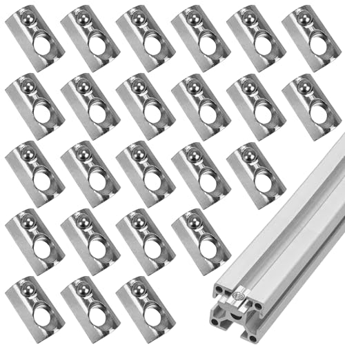24 Piezas Tuercas de Ranura,Tuerca Deslizante de Acero al Carbono, Tuerca en T, Tuercas de Perfil de Aluminio, para Ranura de Extrusión de Perfil de Aluminio (40 Series M8)
