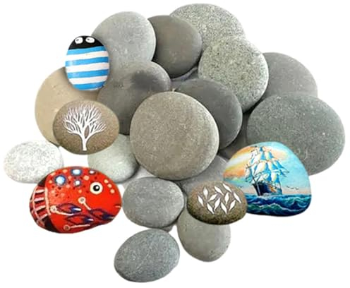 Karkar 20 Stück Steine zum Bemalen - Steine Bemalen Kieselsteine Dekosteine, Natürlicher Flussstein 4-8cm für Bunte Malerei Dekoration Aquarien Blumentöpfen