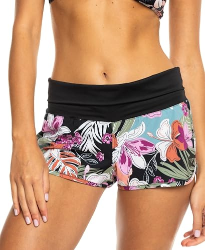 Roxy Women's Board Shorts –Tummy Control, 4-Way Stretch, Quick-Dry 2 Swim Shorts, UPF 50+ Beach Shorts, Tropical, Small