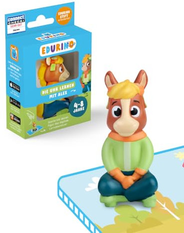 Edurino Figur Alex Die Uhr Lernen ab 4 Jahren inkl. App | Innovatives und digitales Lernspiel | Erstes Verständnis von Zeit | Tagesabläufe & Routinen | Uhrzeiten lesen (volle und halbe Stunde)