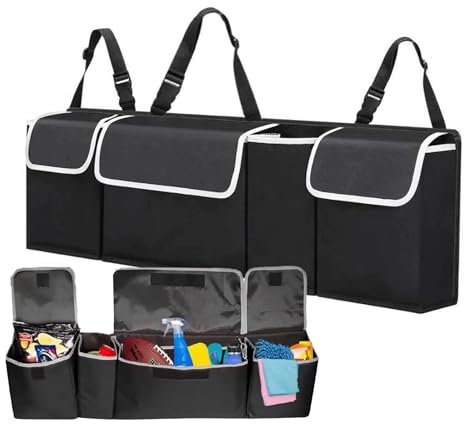 BCENG Kofferraum Organizer 4 Taschen Großes Fassungsvermögen Kofferraumtasche Auto Kofferraum Organizer Rücksitz Kofferraumtasche Aufbewahrungsbox Mehrere Fächer Auto Organizer Kofferraum für SUV