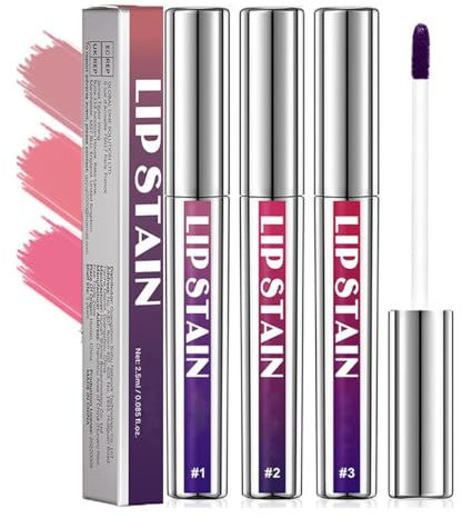 Pakivs 3 Pcs Peel Off Lip Stain Set,Waterproof and Transfer Proof Pink Lip Tint,Long Lasting Matte Finish Peel Off Lip Gloss,Non-stick Cup Liquid Lipstick Nude Lip Gloss for Women