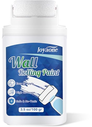 JOYAONE Pintura blanca para pared con rodillo, secado rápido y a base de agua, cubre grafitis, manchas y amarilleamiento, fácil de aplicar, brocha integrada para reparación de paredes (100 g)