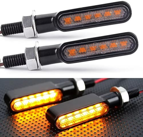 AUTOXBERT 2 Stück Motorrad LED Blinker 6 LEDs 12V Universal Mini Blinker IP67 Wasserdicht für Motorrad Roller Quad Cruiser ATV Off Road Scooter