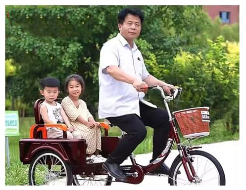 Adult Tricycle with Passenger Seat, 3-Wheel Cruiser Bike for Parent-Child, Friends, or Cargo Transport, Ideal for Men, Women, and Seniors
