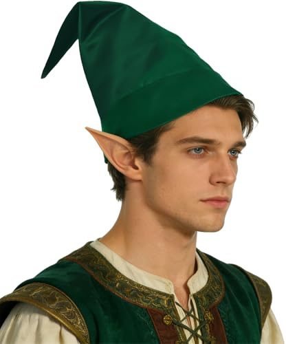 UniqKaliber Cappello per costume da nano, cappello da elfo per Halloween, accessorio per adulti, per cosplay, Natale