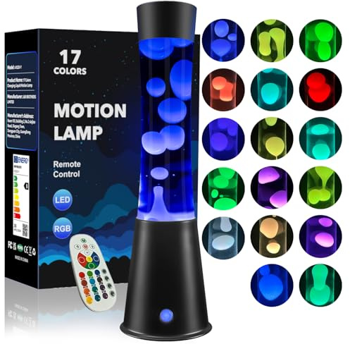 AONESY Große Lavalampen mit Fernbedienung：Lavalampe Groß Led 17 Farbwechsel | Große Lavalampen 12-Stunden Aus Timer | 15.5 inch Lavalampe Lila/Schwarz/Blau für Schlafzimmer-Schwarz