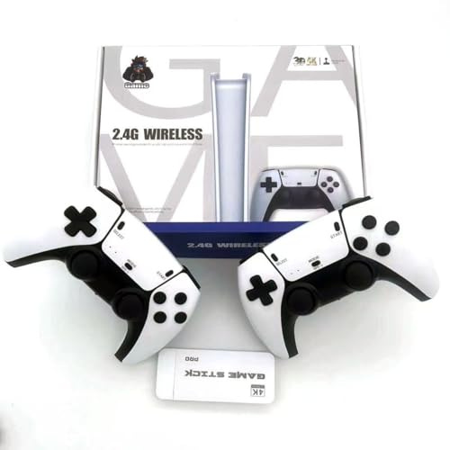 Trådlös Retro Spelkonsol, 2026 Ny Version, HDMI Dongle 4K, 9 Inbyggda Emulatorer, 20 000+ Förinstallerade Spel, Set med 2 Svarta Trådlös Kontroller (64G 23000Games White)