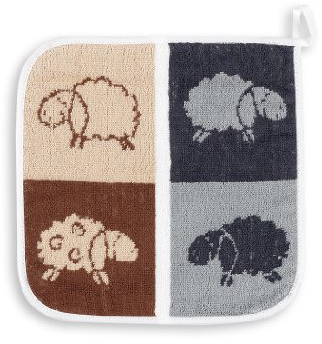 KRACHT, EIN Topflappen Schafe, Frottee, 100% Baumwolle, 22x22cm