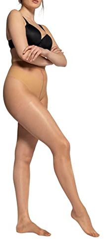 Ulla Popken Strumpfose, satin sheers tights, 15 denier dam, Brun (Hellbraun 32), 52-54