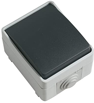 Amig - Interrupteur simple de surmonter Mod.3621 étanche IP54 de tension maximale 230 V | Bouton anti-humidité adapté pour extérieur et intérieur | Idéal pour terrasses, jardins, garages ou débarras