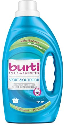 burti Sport & Outdoor Waschmittel flüssig – Flüssigwaschmittel ohne Bleichmittel & Weichspüler – Sportwaschmittel für Wäscheduft - 29 Wäschen