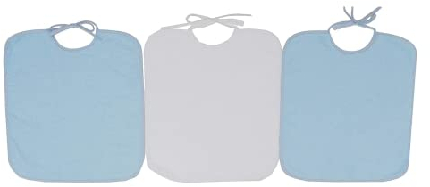 Ti Tin | 3er-Pack- frottee Babylätzchen ohne Plastik, 32x36 cm | Lätzchen-Set mit Bindeverschluss für Kinder über 1 Jahr, 100% Baumwolle Farbe: hellblau, weiß
