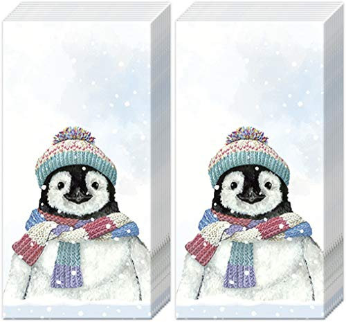 20 Taschentücher (2x 10) Niedlicher Pinguin in Winterbekleidung als Geschenk für Liebhaber von Tiere im Winter