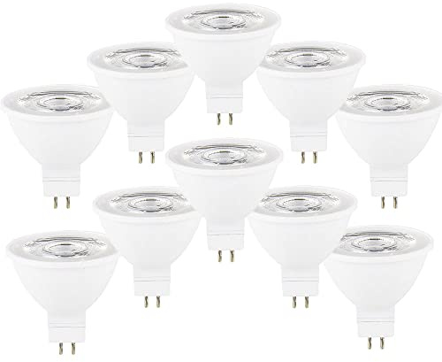 Desconocido GU5 MR16 Bombilla LED 6W ZRJIA AC 220-240V blanco frio 6000K Lámpara halógena 60W equivalente, lámparas base 6W, sin parpadeo, 600LM no regulable 120 °-10 piezas