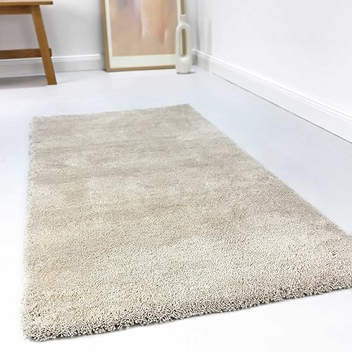 Wecon Home Kuschelig weicher Esprit Hochflor Teppich, bestens geeignet fürs Wohnzimmer, Schlafzimmer und Kinderzimmer RELAXX (120 x 170 cm, beige)