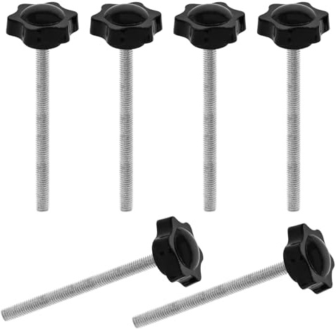 JJWNMLL 6PCS vite di serraggio manopola vite a stella M8 * 100mm viti pollice bulloni filettatura sostituzione manopola mano stella vite di serraggio, nero Grip