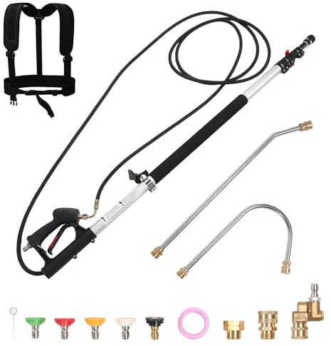 Teleskopischer Hochdruckreiniger Verlängerungsstäbe, 5 Abschnitte Dachrinnenreinigungswerkzeuge, Teleskoprohr mit Düse