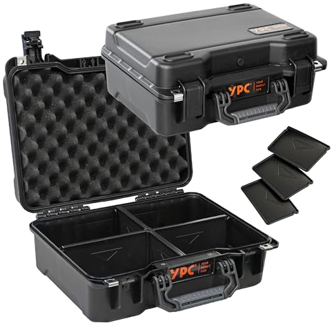 YPC Xplorer Case M – 40cm x 33cm x 16,5cm Outdoor Case, Sortierkoffer wasserdicht, Kamera Koffer Hardcase, Transportkoffer für Ausrüstung, Stapelbar