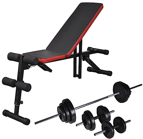 Gewichtheben Verstellbare Sit-Up Bank mit Langhantel und Kurzhantel Set 30,5 kg Sportartikel