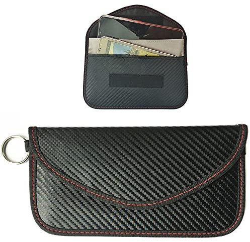 Anzhee Phone Faraday Pouch with Securing Ring and Keychain, RFID Signal Blocking Faraday Bags for Mobile Phone Security 1 Pack Black