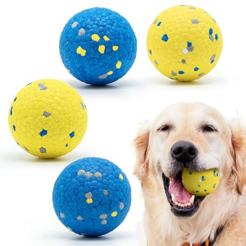 LumoLeaf Hundeball-Spielzeug für Aggressive Kauer – Hochspringendes, strapazierfähiges, leichtes Material, schwimmt auf Wasser. Ideal für aktive mittelgroße Hunde. Attraktive Blau- und Gelbtöne.
