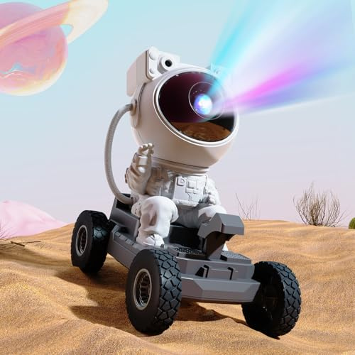 Proyector Estrellas con Altavoz Bluetooth, Gemmac Astronauta Proyector Galaxy Luz Nocturna Infantil con Nebulosa Mando Distancia Buggy Lunar Estrellas Fluorescentes para Techo para Decoracion, Regalos