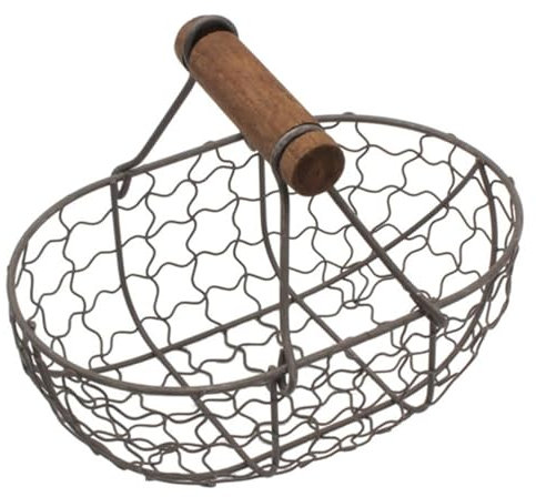 Panier à œufs Vintage petit porte œufs en métal avec poignée panier de rangement de cuisine rustique noir organisateur de comptoir pour œufs frais pain fruits légumesPanier à œufs porte œuf