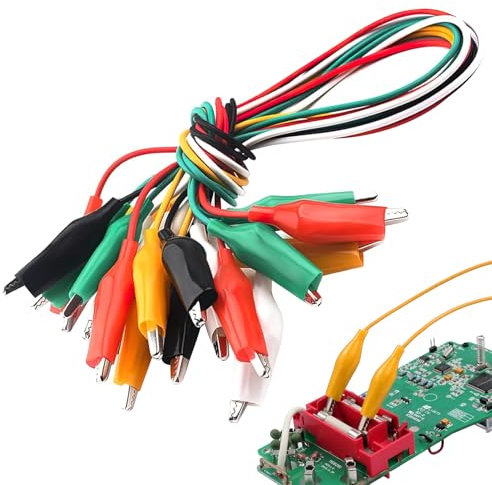 10 Pièces Pinces Crocodiles avec Câbles, Pince Crocodile Fils de Test, Câble de Mesure Double Extrémité pour Industriel/Voiture/autres Composants de Câble de Test