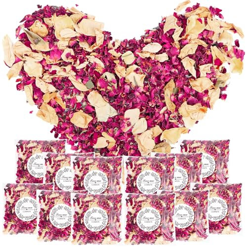 12 Packungen Natürliches Blumenkonfetti zum Streuen Rosenblüten für Hochzeit Deko Geburtstag Party DIY