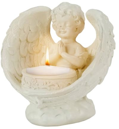 CXRYLZ-FUR Engel Kerzenständer, Engel Figur Teelichter Teelichthalter, Engelfiguren Gedenkkerze für Weihnachtsdeko Trauergeschenke Grabschmuck Trauerstein Christliche Deko Tischdeko