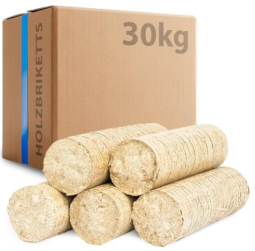 30kg Briketts aus Nadel Holz - Hoher Brennwert, CO2-neutral, hohe Heizleistung für Kamin & Ofen - Lange Brenndauer, Nadelholzbriketts ohne chemische Zusätze, gleichmäßige Wärme und Glut