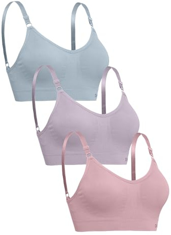 Channo Reggiseno Sportivo Comodo e, Senza Ferretto e Senza Cuciture, con Imbottitura Rimovibile - Confezione da 3, Multicolore, S/M