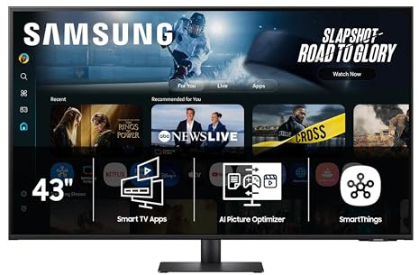 Samsung 43” Smart Monitor M7 (M70F) 4K UHD Display, Samsung Vision AI, Smart TV Apps, Gaming Hub, USB-C, HDMI and USB-A, Black, LS43FM702UNXZA, 2025