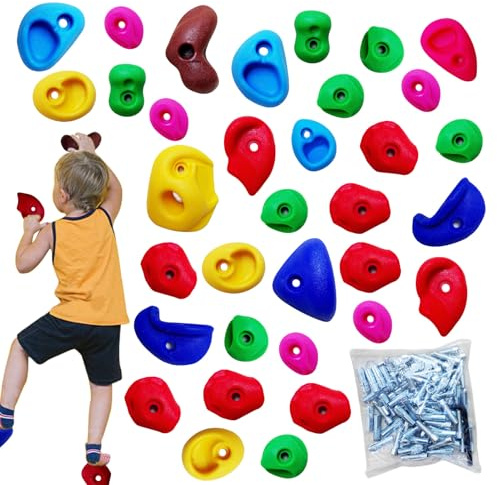 Pavsicgn Klettergriffe | Kinderfreundliche Indoor Kletterwand | Inklusive Montagezubehör Griffe Für Indoor Spielplatz Garten Training Camping Zuhause