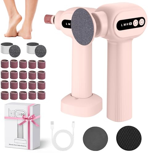 Bostar Lima Electrica Pies Durezas 6 Velocidades, 3 en 1 Pedicura Profesional Callos con 42 Almohadillas de Repuesto Durezas Pies Eliminar para Piel Muerta y Dura Mujeres (Rosa)