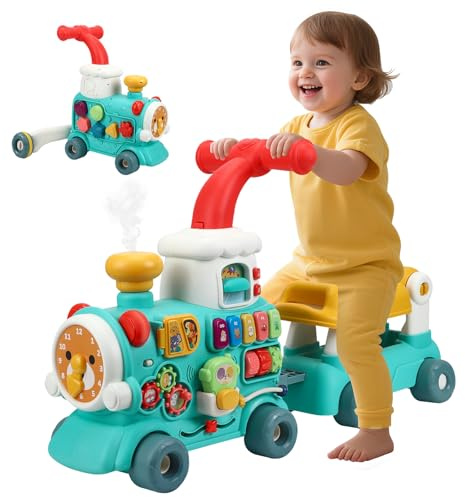 TLPEMN Girello parlando per bambini, 5 in 1, girarrosto staccabile, giocattolo per attività e sviluppo, apprendimento a piedi, regalo per bambini dai 9 mesi