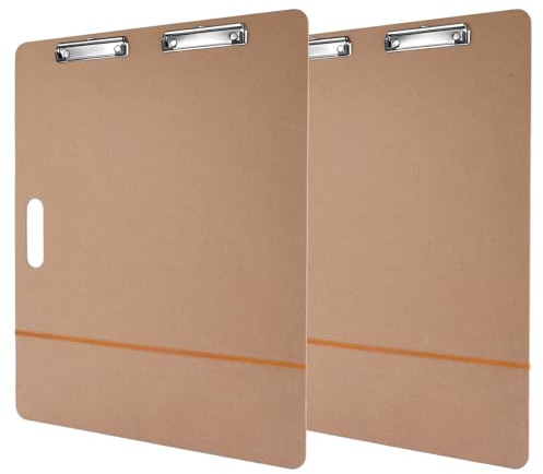 2 Pack Large Sketch Board, 18 x 24 Wooden Drawing Board with Clips & Handle, Heavy Duty Art Board with Elastic Band for Artists, Students & Outdoor Sketching