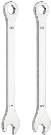 sourcing map 2Pcs Mini Super Thin Combination Wrench 5mm Metric 6-Point Box and Open End Stainless Steel Double Ended Spanner Tool for Automotive Pipe Furniture Machinery DIY Repair, Silver