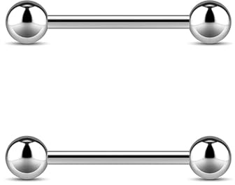 QZKJQDD Piercing para pezón, 1.2*14*3mm, Acero inoxidable, No es una piedra preciosa