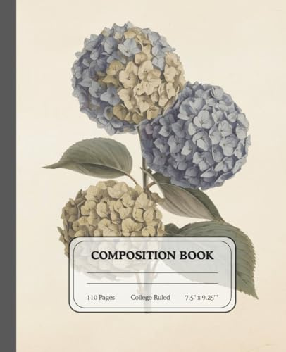 Petals in Bloom | College Ruled Notebook | Vintage Hydrangea Journal | Gift for Study & Reflection: A beautifully designed floral diary celebrating gentle colors and graceful creativity.