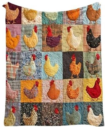 Coperta Gallina | Coperta Trapuntata Morbida Pieghevole E Traspirante, Con Stampa Gallina,per Famiglia Amici Picnic Interno Casa Camera da Compleanni Inaugurazione Casa