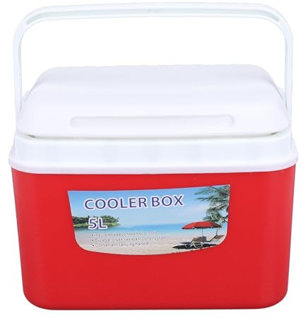 RASTKY 5L Multifunktionale Tragbare Kühlbox, Sichere und Zuverlässige Isolierte Hartkühlbox für Angeln, Camping, Tragbare Kühlbox (Rot)