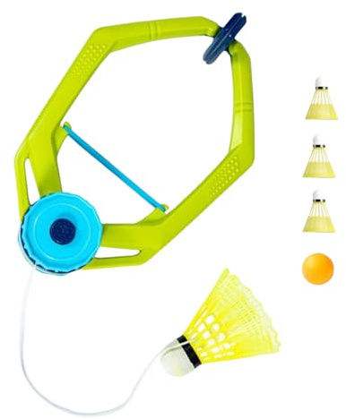 Entrenador de bádminton – Configuración de cuerdas de rebote, pelota de ping pong, 3 volantes, excelente versatilidad | Excelente juego de puerta versátil para entrenamiento en interiores y exteriores