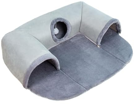 Guangcailun Túnel para Gatos con Base Antideslizante, Cama Suave para Gatos, túnel de Juego para Interior con Gatitos y Animales pequeños, Cama Desmontable con, S