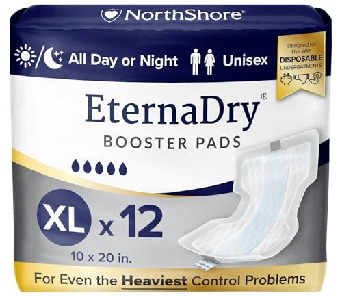 NorthShore EternaDry Booster Pads with Adhesive, X-Large, 12 Count
