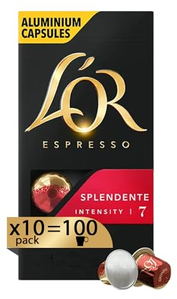 L'Or - Capsule Caffè Espresso Splendente - 100 Capsule in Alluminio - Intensità 7 - Compatibili con Macchine Nespresso®* original - 10 Confezioni da 10 Capsule
