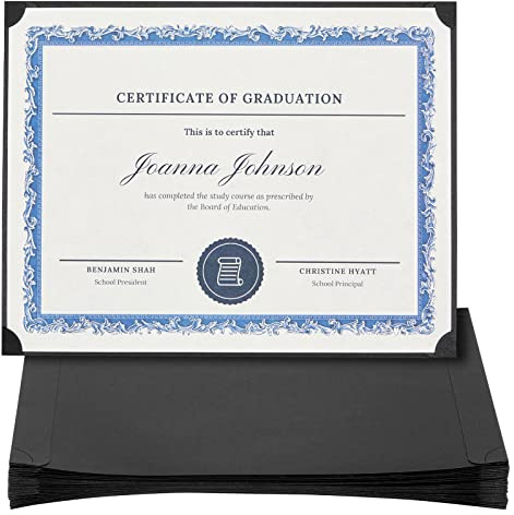 Best Paper Greetings Certificate Holders - 24-Pack Single-Sided Plain Black 8.5 x 11 in - Paper Award Frames