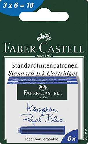 Faber-Castell 201621 - Tintenpatronen, 3 Schachteln mit je 6 Patronen